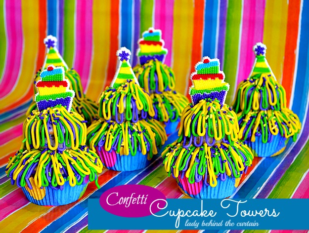 Lady Behind The Curtain - Confetti Cupcake Towers