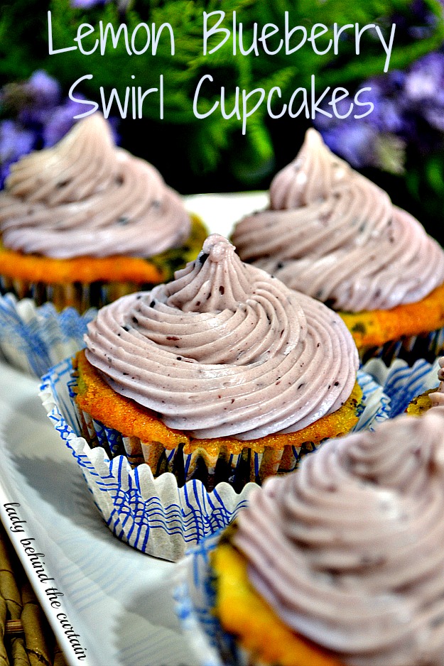 Lemon Blueberry Swirl Cupcakes - Lady Behind The Curtain