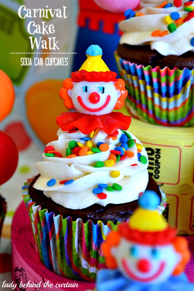 Carnival Cake Walk Soda Can Cupcakes - Lady Behind the Curtain