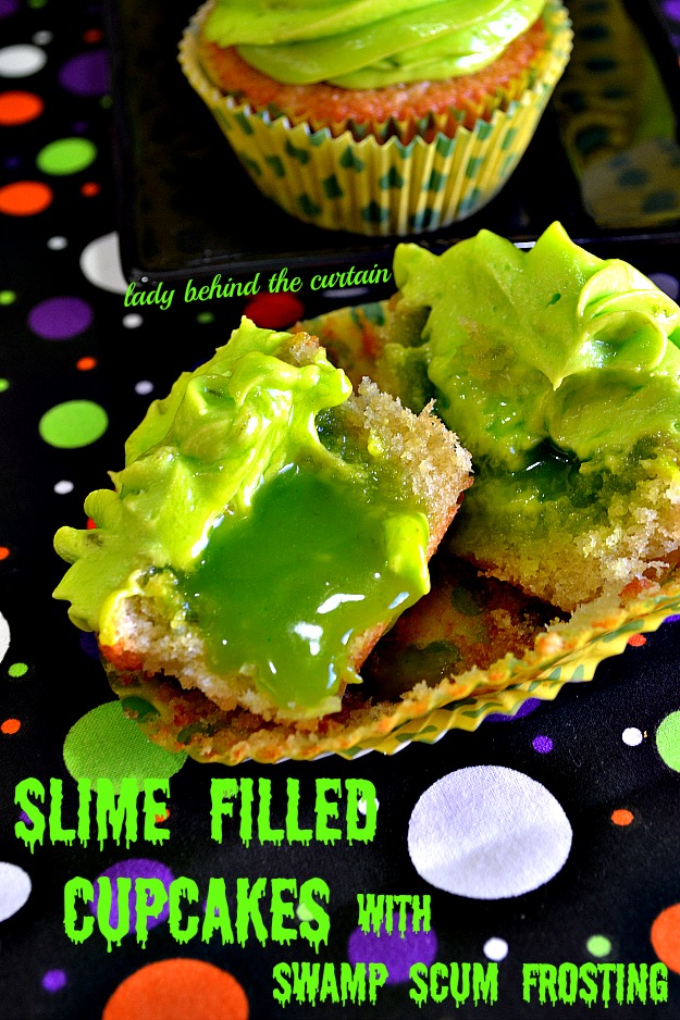 Slime Filled Coconut Lime Halloween Cupcakes