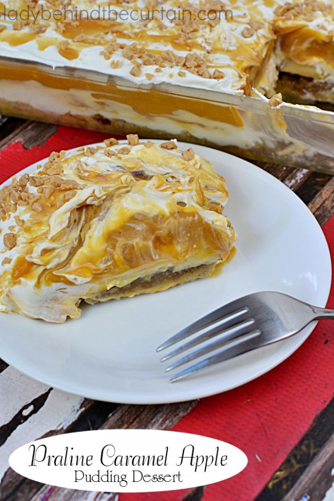 Praline Caramel Apple Pudding Dessert