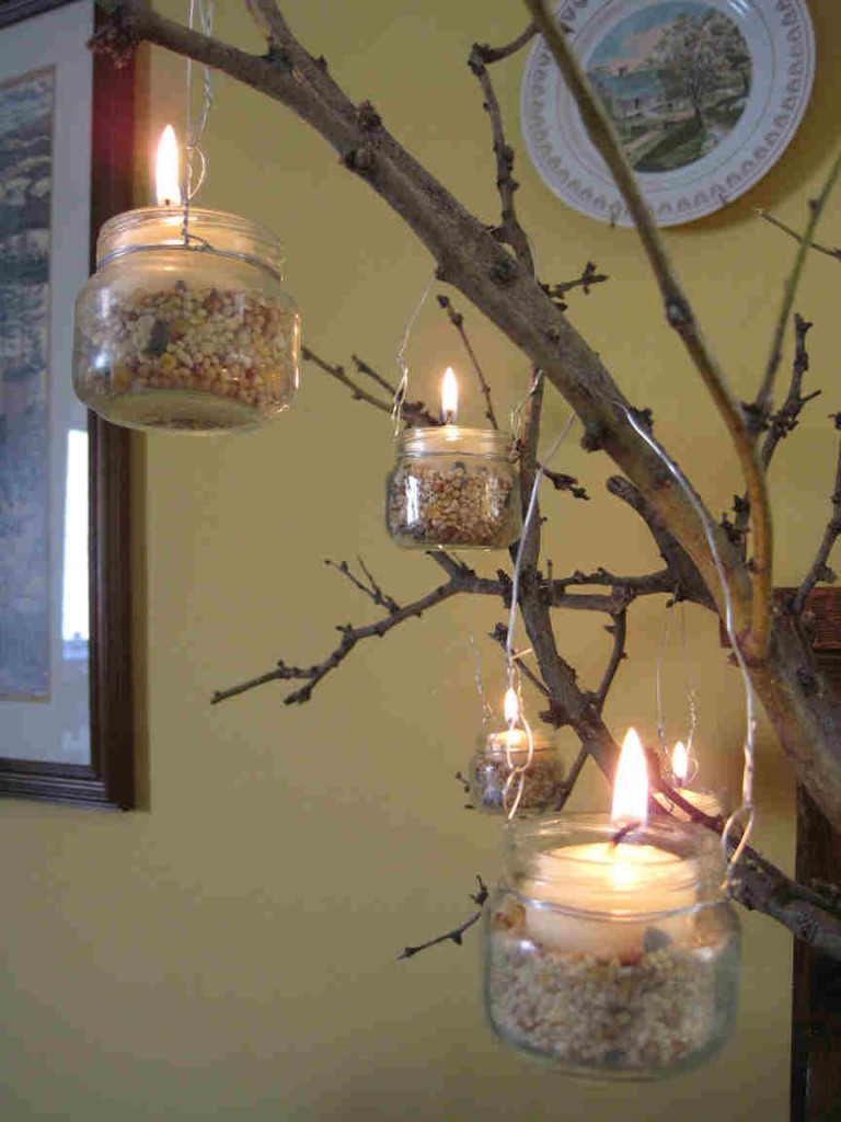 Votive Candle Centerpiece Lady Behind the Curtain