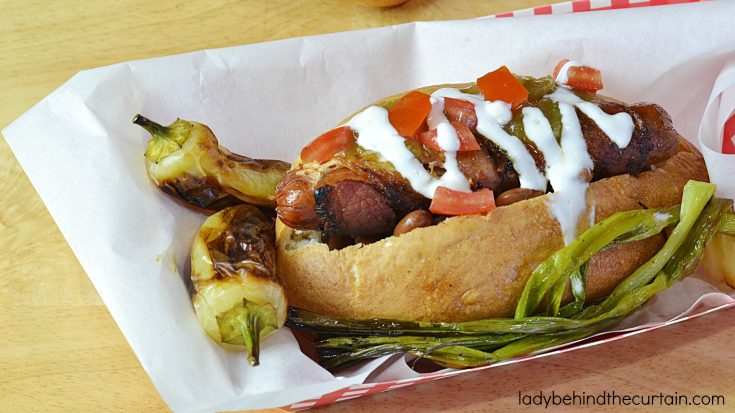 Sonoran Hot Dog | A beef hot dog wrapped in bacon, grilled with an assortment of toppings. The BEST hot dog I've EVER had!