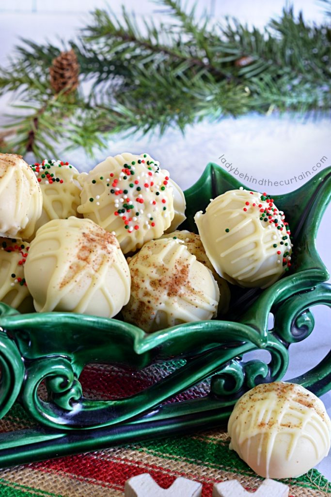 White Chocolate Christmas Eggnog Truffles