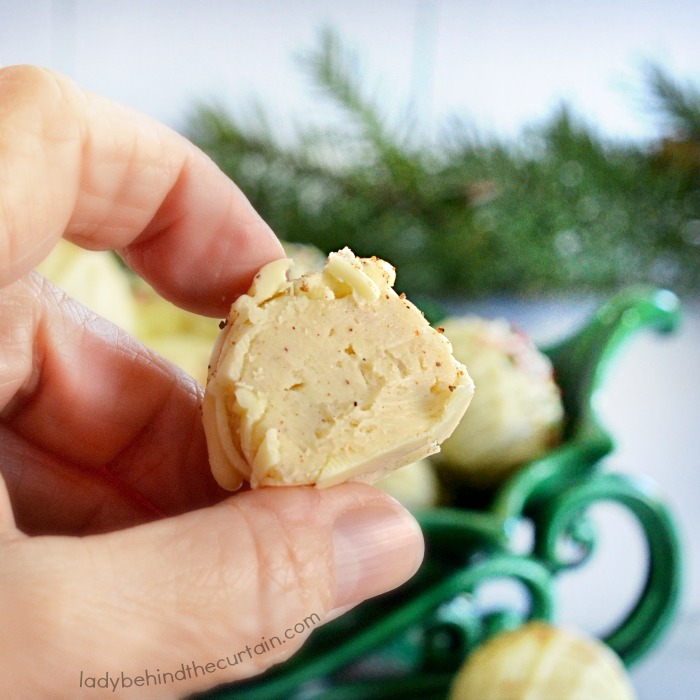 White Chocolate Christmas Eggnog Truffles