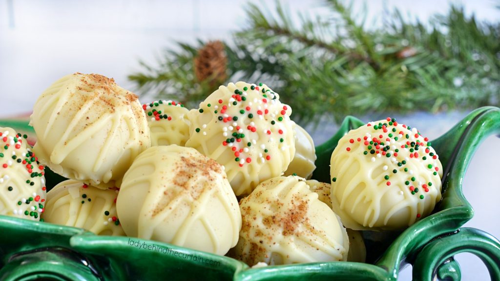 White Chocolate Christmas Eggnog Truffles