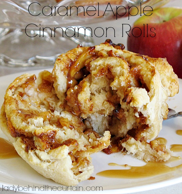 Caramel Apple Cinnamon Rolls - Lady Behind The Curtain