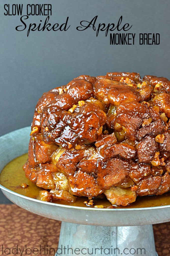 Slow Cooker Spiked Apple Monkey Bread | The gooey goodness of Monkey Bread made in your slow cooker with a touch of rum.