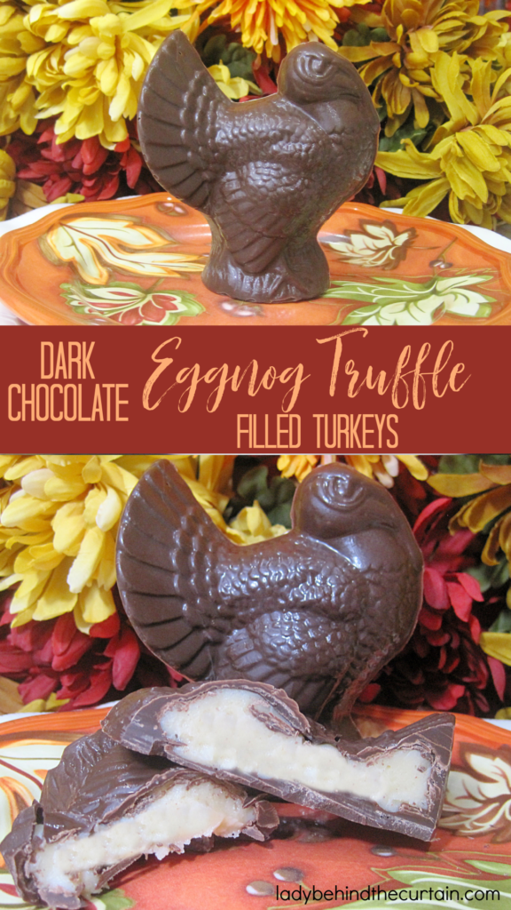 Dark Chocolate Eggnog Truffle Filled Turkeys