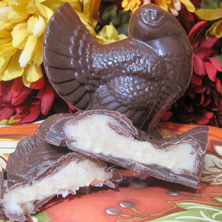 Dark Chocolate Eggnog Truffle Filled Turkeys