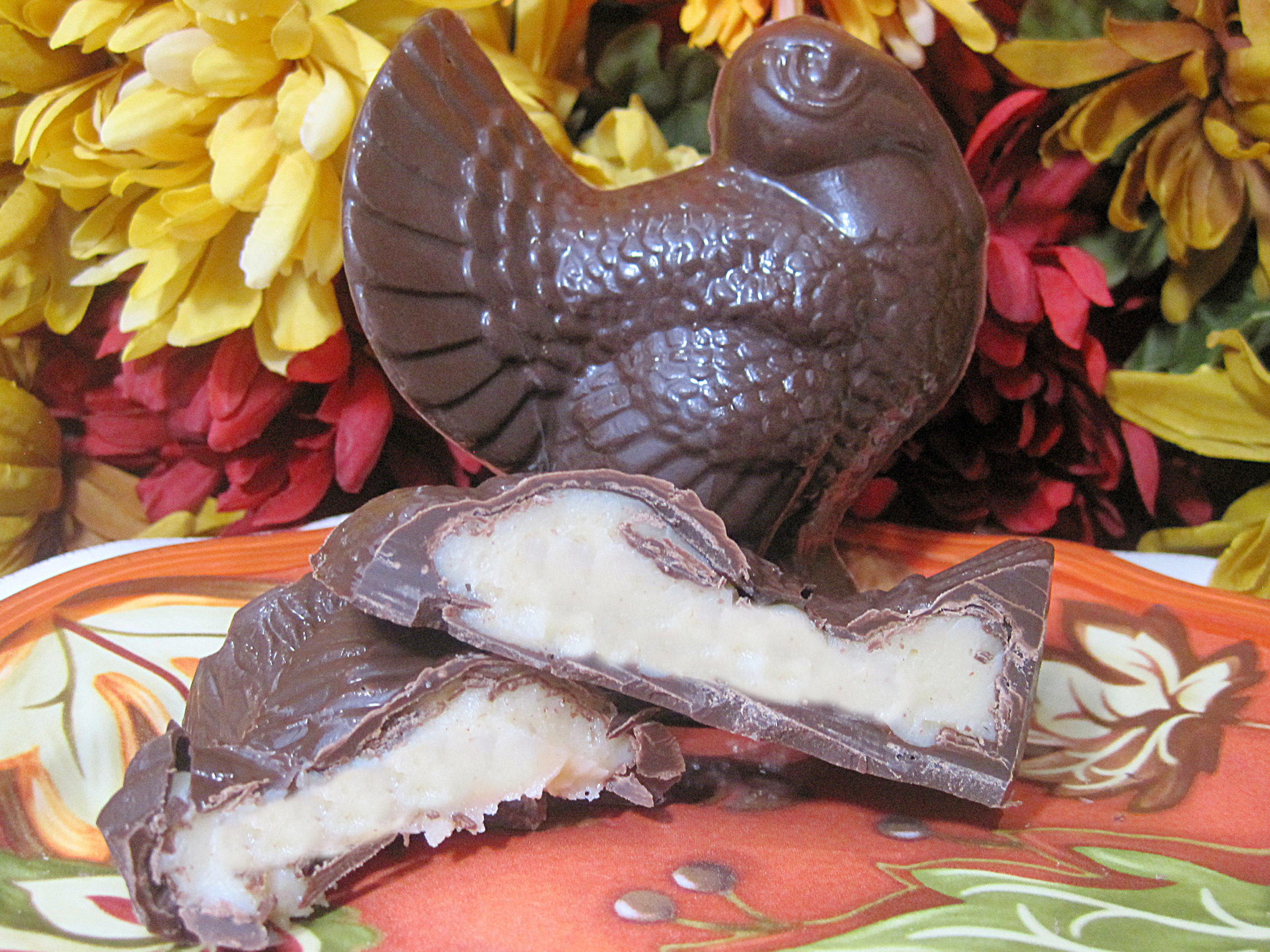 Dark Chocolate Eggnog Truffle Filled Turkeys