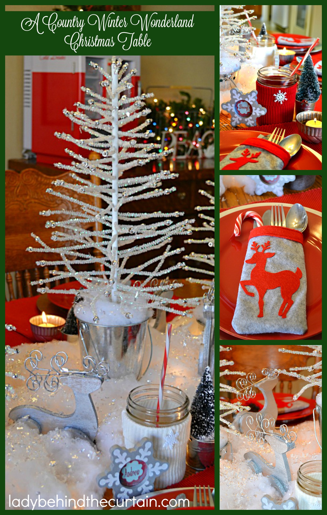 A Country Winter Wonderland Christmas Table | I like casual entertaining. Nothing fancy on the table. Things I find around the house and homemade decor.