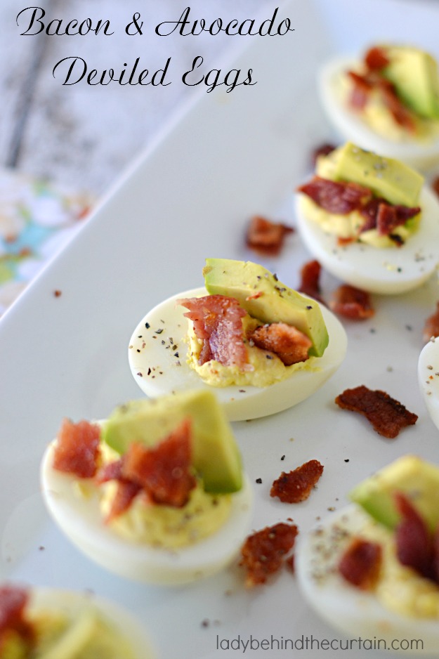 Bacon & Avocado Deviled Eggs - Lady Behind The Curtain