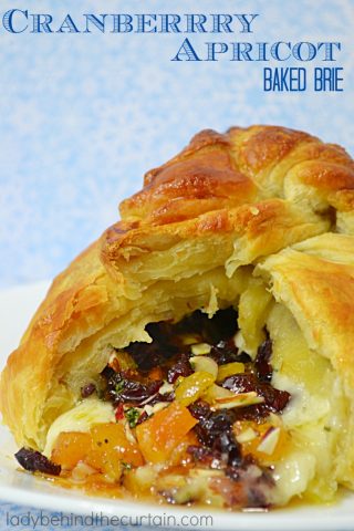 Cranberry Apricot Baked Brie | This easy to make elegant appetizer will wow your guests with its presentation and flavor!