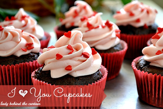 Lady Behind The Curtain - I Heart You Chocolate Strawberry Cupcakes  