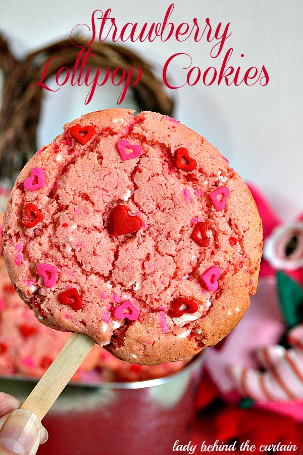 Strawberry Lollipop Cookies