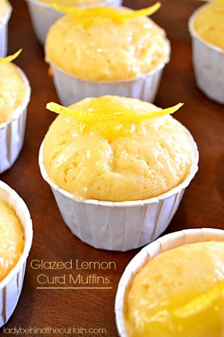 Glazed Lemon Curd Muffins - Lady Behind The Curtain