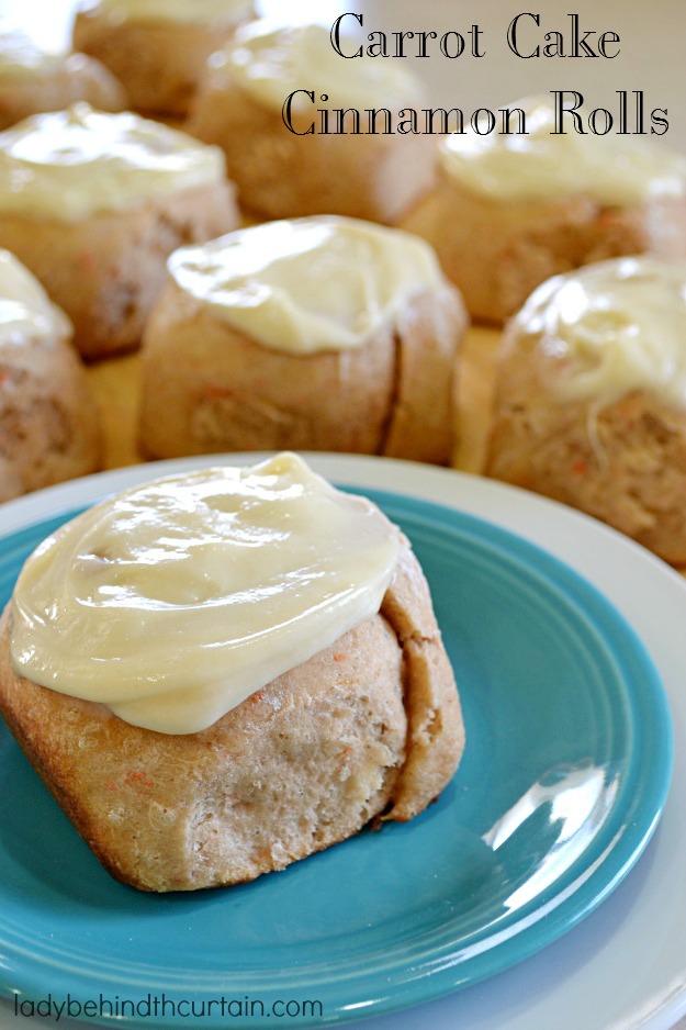 Carrot Cake Cinnamon Rolls - Lady Behind The Curtain