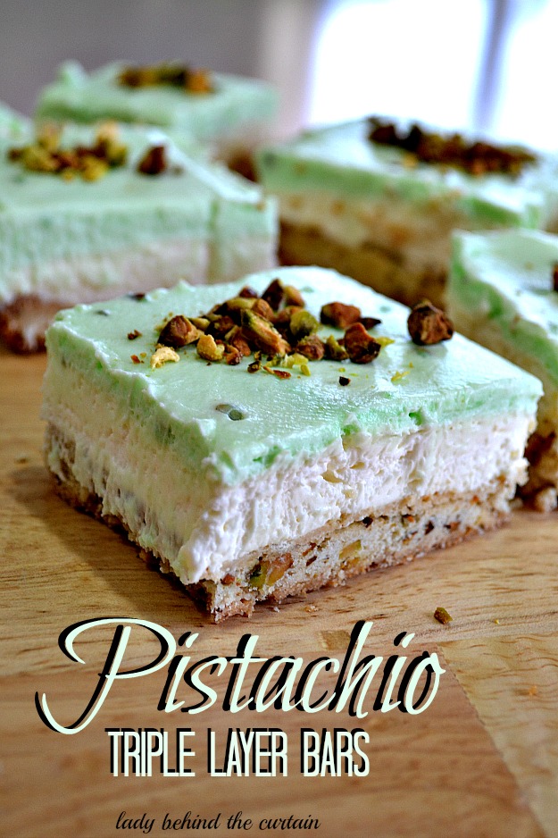 Lady Behind The Curtain - Pistachio Triple Layer Bars 