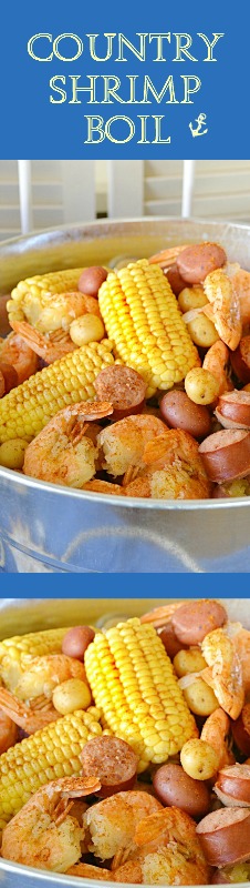 This bucket of Country Shrimp Boil is filled with all the ingredients for a GREAT beach party! From the sausage, mini corn, potatoes to the large sweet juicy shrimp! 