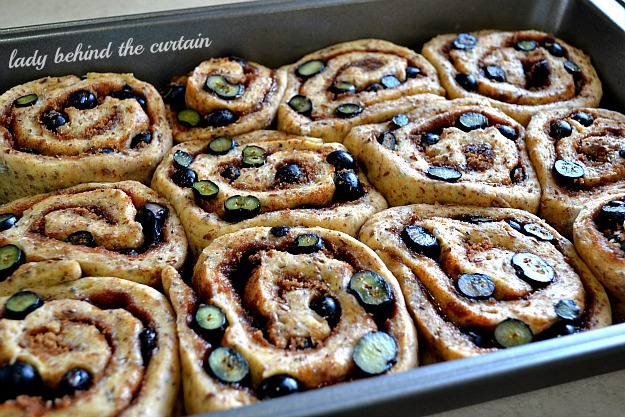 Blueberry Wheat Cinnamon Rolls - Lady Behind The Curtain