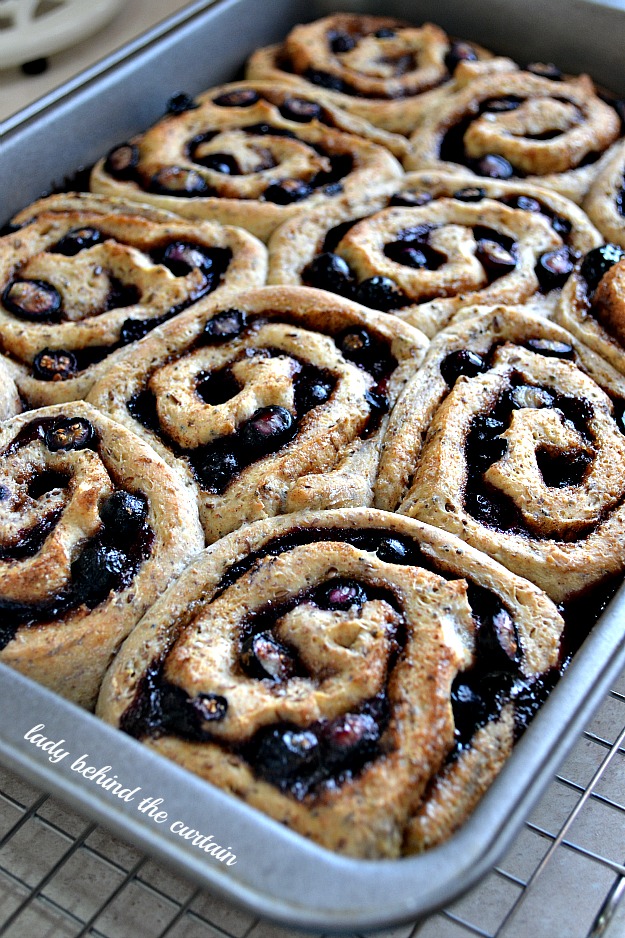 Blueberry Wheat Cinnamon Rolls - Lady Behind The Curtain 12