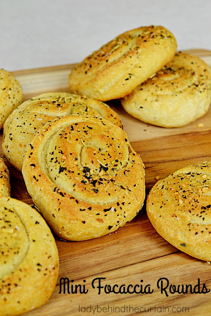 Mini Focaccia Rounds | Crispy on the outside and tender on the inside topped with your favorite Italian herbs.