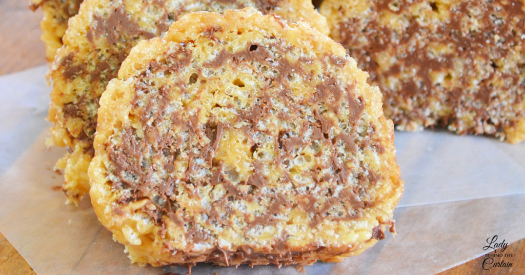 Nutella Filled Peanut Butter Rice Krispies Cake Roll