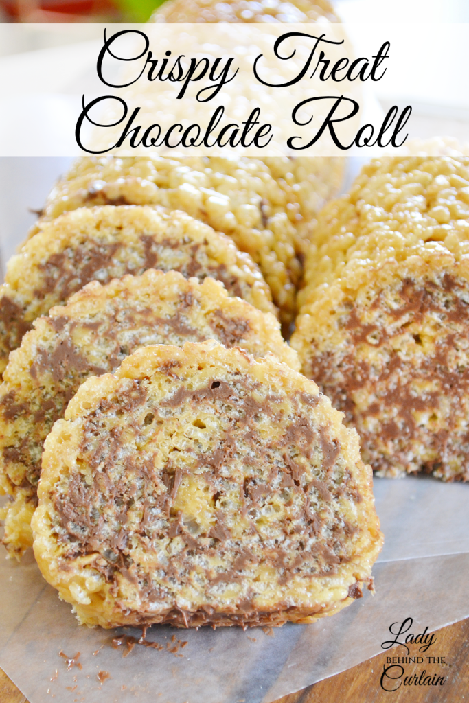 Nutella Filled Peanut Butter Rice Krispies Cake Roll