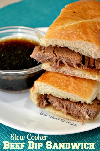 Slow Cooker Beef Dip Sandwich - Lady Behind The Curtain