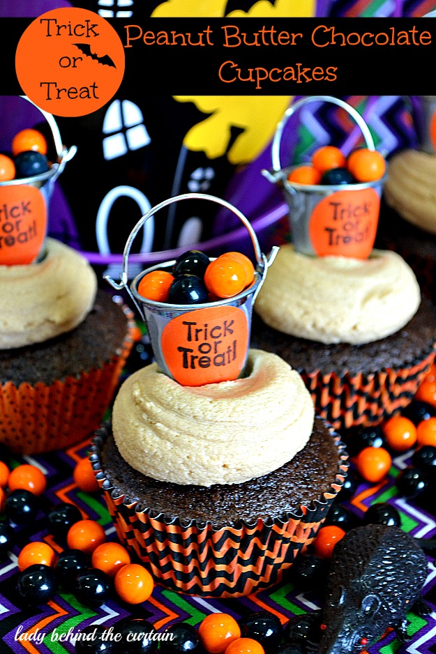 Trick or Treat Peanut Butter Chocolate Cupcakes - Lady Behind The Curtain