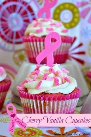 Breast Cancer Awareness Cherry Vanilla Cupcakes - Lady Behind The Curtain