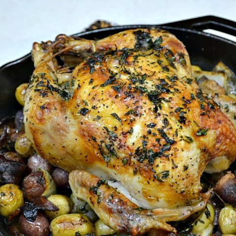 Roasted Chicken with Potatoes and Bacon - Lady Behind The Curtain