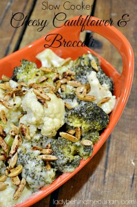 Slow Cooker Cheesy Cauliflower and Broccoli - Lady Behind The Curtain