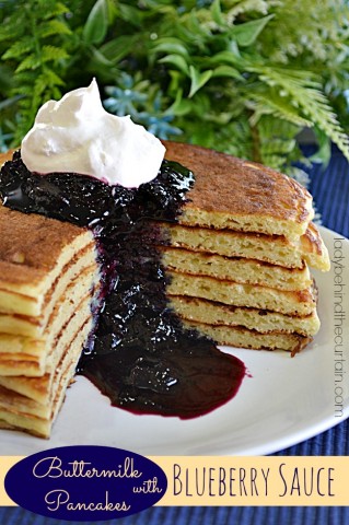 Buttermilk Pancakes with Blueberry Sauce - Lady Behind The Curtain