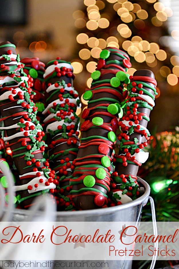 Dark Chocolate Caramel Pretzel Sticks - Lady Behind The Curtain