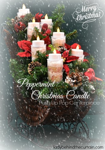 Peppermint Christmas Candle Push Up Pop Centerpiece - Lady Behind The Curtain