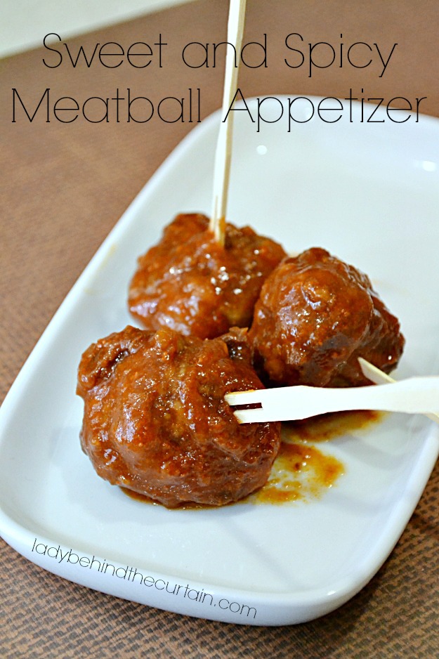 Sweet and Spicy Meatball Appetizer - Lady Behind The Curtain