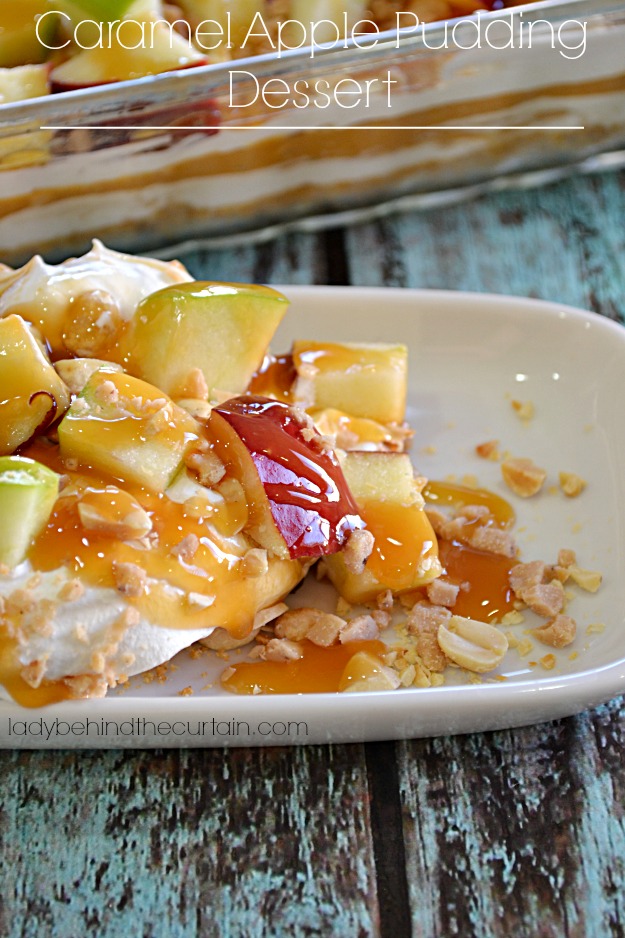 Caramel Apple Pudding Dessert - Lady Behind The Curtain