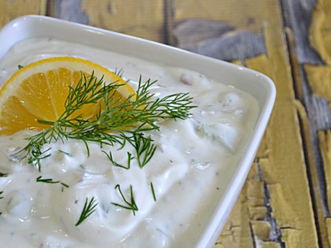 Light Greek Cucumber Yogurt Spread - Lady Behind The Curtain