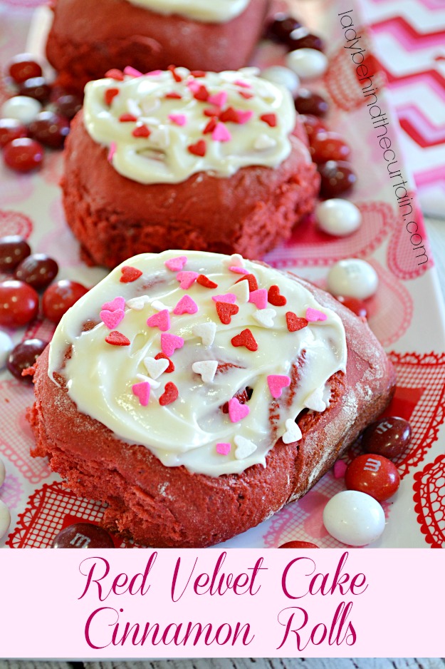 Red Velvet Cake Cinnamon Rolls - Lady Behind The Curtain