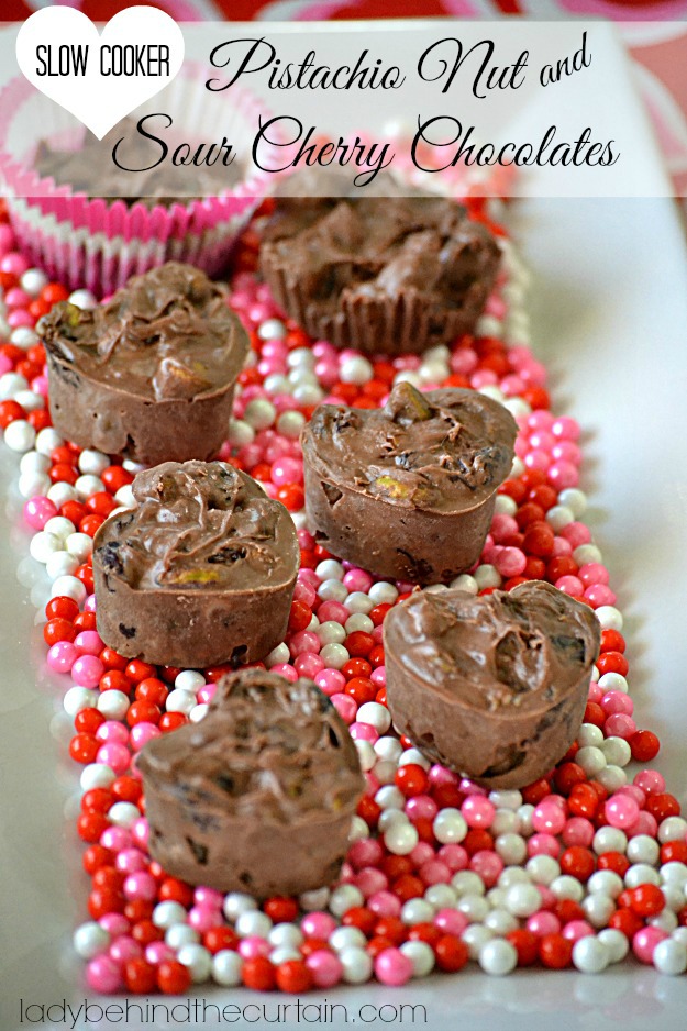 Slow Cooker Pistachio Nut and Sour Cherry Chocolates - Lady Behind The Curtain 