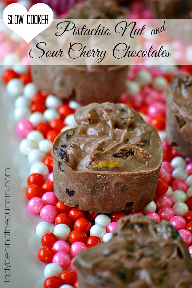 Slow Cooker Pistachio Nut and Sour Cherry Chocolates - Lady Behind The Curtain