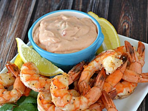 Baked Shrimp with Spicy Dipping Sauce - Lady Behind The Curtain