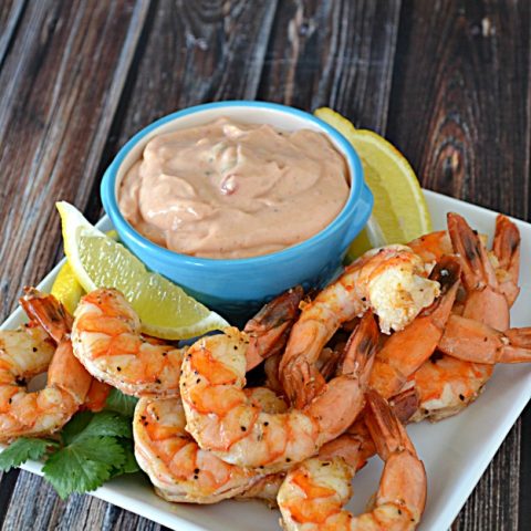 Baked Shrimp with Spicy Dipping Sauce - Lady Behind The Curtain