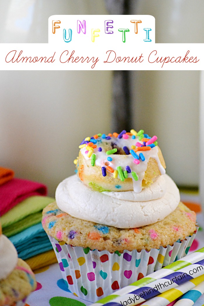 Funfetti Almond Cherry Donut Cupcakes