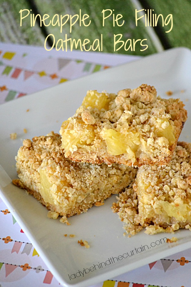 Pineapple Pie Filling Oatmeal Bars - Lady Behind The Curtain 