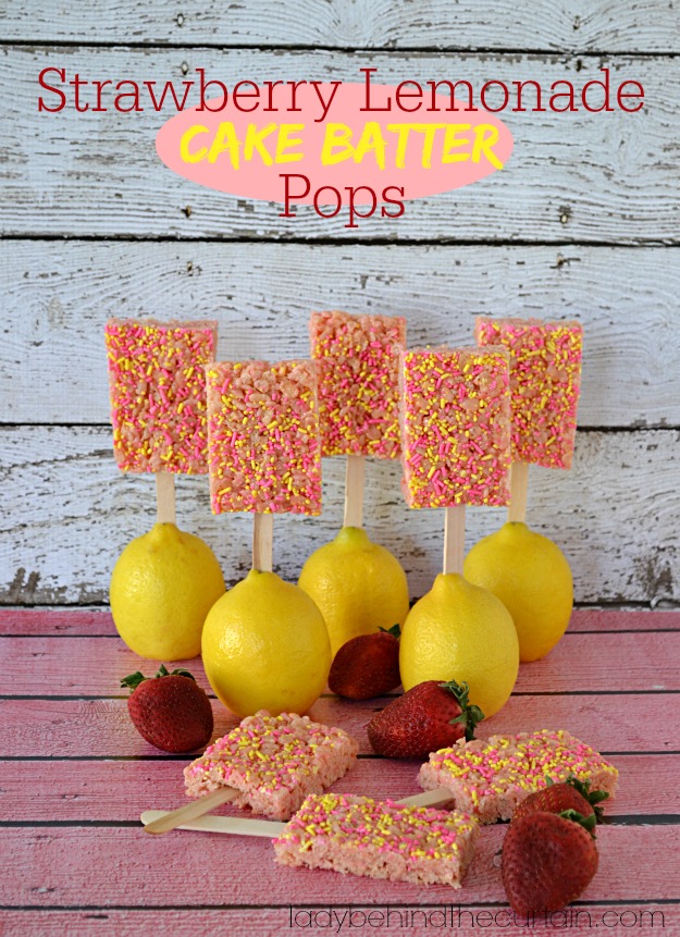 Strawberry Lemonade Cake Batter Treat Pops - Lady Behind The Curtain