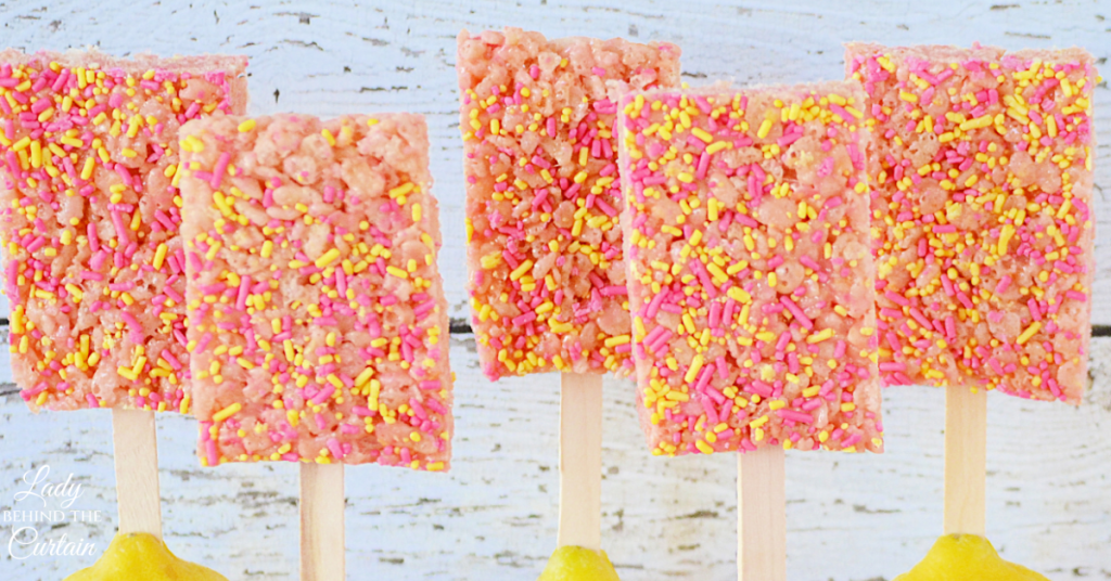 Strawberry Lemonade Cake Batter Krispy Treats