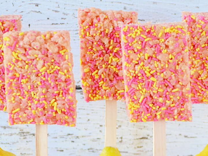 Strawberry Lemonade Cake Batter Krispy Treats